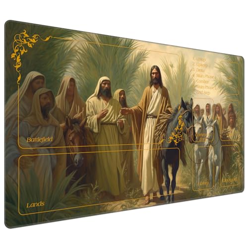 DEGDFSGR for MTG Playmat with Zones 24 x 14 inches for TCG Playmats Non-Slip Rubber Base Commander Play Mat for Magic The Gathering Playmat Iorcana Trading Card Game, Jesus Walks with People Plants - color: Jesus Walks With People Plants, size: 24" x 14"
