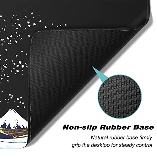Extended Gaming Mouse Pad, XXL Large Desk Pad 30 x 14 Inch, Big Computer Keyboard Mousepad, Waterproof Mouse Mat with Stitched Edges and Non-Slip Base for Women Office Gaming, Sea Waves - color: Sea Waves