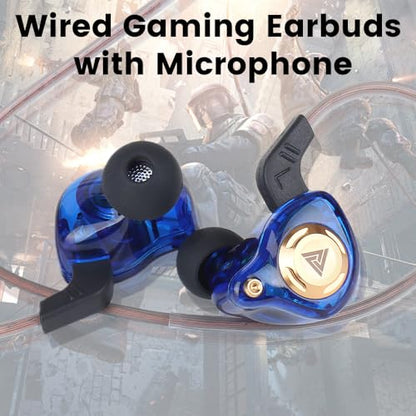 Entry-Level Gaming Headphones HiFi Game Earbuds Blue 11MM Wired-Earbuds Zero-Latency Transmission Mic for Gaming Music Video Calling in-Ear Headphones - color: 블루.
