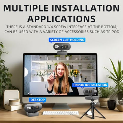 Computer Camera for Desktop 1080p Hd Web Cam Webcam with Microphone Auto Focus Desktop Camera USB Webcam for Pc Gaming Computer Accessories Cool Stuff Birthday Gifts