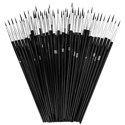 60 PCS Fine Detail Paint Brushes Set, #0#00#000 Small Paint Brushes | for Miniatures, Acrylics & Watercolor, Ultra Thin Paint Brush for Model Crafts, Touch up & Paint by Numbers