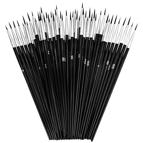 60 PCS Fine Detail Paint Brushes Set, #0#00#000 Small Paint Brushes | for Miniatures, Acrylics & Watercolor, Ultra Thin Paint Brush for Model Crafts, Touch up & Paint by Numbers