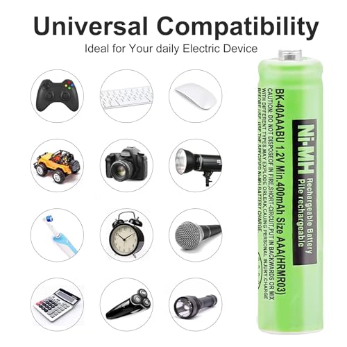 OSIM 8Pack BK-40AAABU Ni-MH AAA Rechargeable Batteries 1.2V AAA Ni-MH Rechargeable Batteries 400mah for Panasonic Cordless Phones, Remote Controls, Electronics - size: SL400-8 PCS