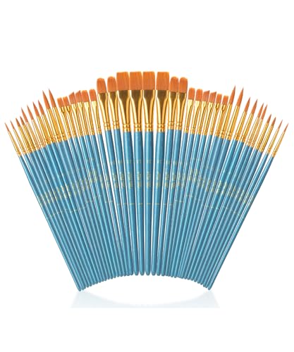 Mr. Pen- Acrylic Paint Brushes Set, 40 Pack, Round & Pointed Tip | Nylon Hair Artist Brushes Bulk for Watercolor, Oil, Rock, Face, Nail, Miniature, Canvas, Detailing, Drawing, Art Supplies - color: Blue, size: 40 Pcs