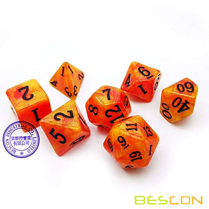 Bescon Magical Stone Dice Set Series, 7pcs Polyhedral RPG Dice Set Aura Stone, Polybag Packing - color: Aura Stone in Polybag