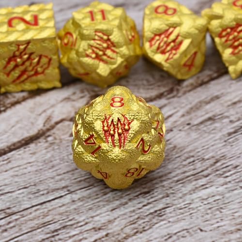 Dragon Scale Metal Dice Set-Dragon Claw,with Gift Metal Box for TTRPG Tabletop Gaming,Dungeon Masters,RPG Adventures(Yellow) - color: Yellow