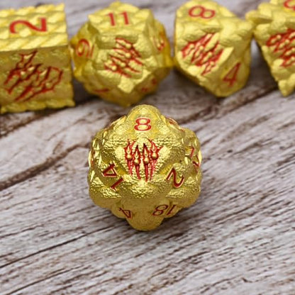 Dragon Scale Metal Dice Set-Dragon Claw,with Gift Metal Box for TTRPG Tabletop Gaming,Dungeon Masters,RPG Adventures(Yellow) - color: Yellow