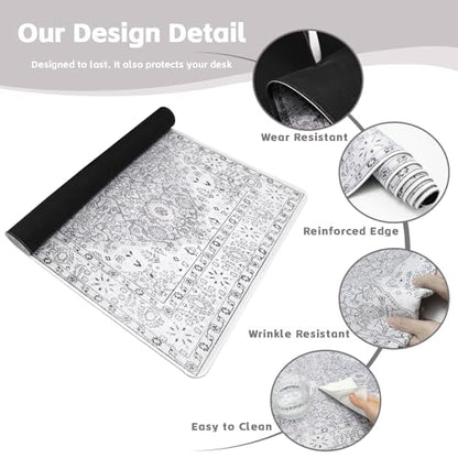 Baziabbo Cute Desk Mat,XXL Extended Large Mouse Pad,Gaming Mousepad with Stitched Edge,Non-Slip Rubber Base Keyboard Desk Pad for Home Office Study Game (Grey) - color: Grey