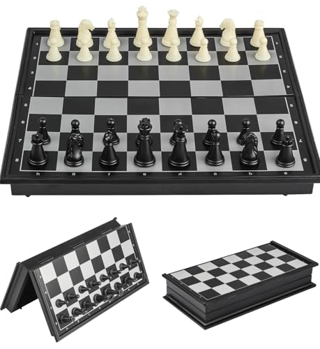 Chess Sets Travel Board Games - 7.9 Inches Magnetic Small Pocket Chess Set for Teens & Adults, Folding Portable Chess Gifts Classic 2-Player Strategy Family Game for Beginner and Professional - color: Black&white, style: X-Small / 7.9Inch