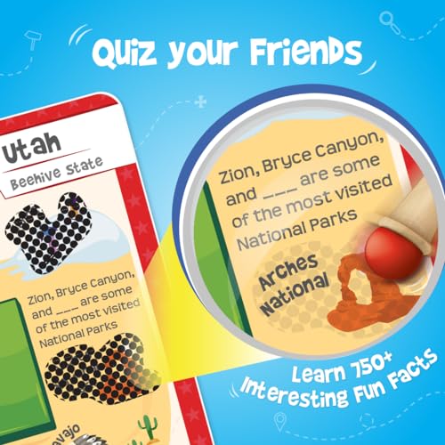 Imagimake Mapology USA Flash Cards | Learn United States Along with Flags and State Shapes | Ages 8-12 | Foam Jigsaw Puzzle, Fun Facts, Educational Toy for Kids | Gift for Christmas and Birthdays | Learn 750+ Facts of USA with Swipe & Reveal, Classroom &