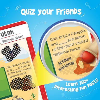 Imagimake Mapology USA Flash Cards | Learn United States Along with Flags and State Shapes | Ages 8-12 | Foam Jigsaw Puzzle, Fun Facts, Educational Toy for Kids | Gift for Christmas and Birthdays | Learn 750+ Facts of USA with Swipe & Reveal, Classroom &