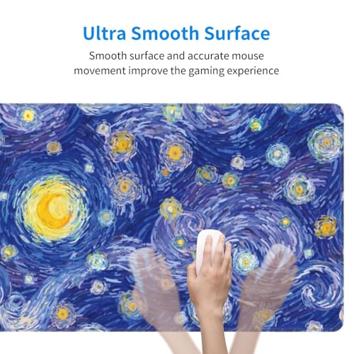Large Mouse Pads for Desk, Extended Abstract Gaming Mousepad for Women Office Gifts, Funny XL Big Stitched Waterproof Nonslip Computer Mats Deskmat for Keyboard, (Starry Night, 31.5 * 11.8 in) - color: Starry Night