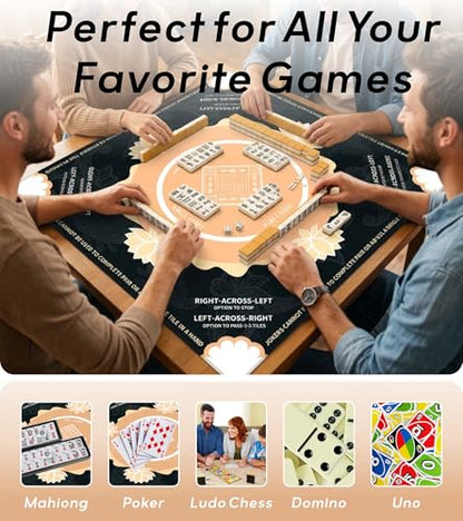 Mahjong Mat for Table, American Mahjong Mat(Black) | 31.5" x 31.5",Anti-Slip, Noise-Reducing Gaming Mat for Mahjong/Poker/Board Games/Card Games/Dominoes - color: Black