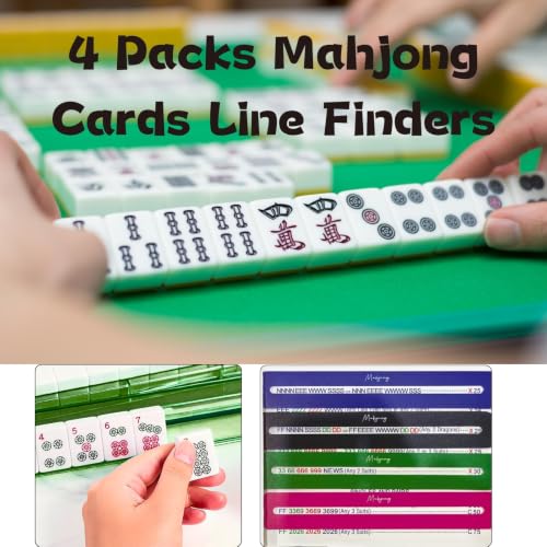 LISILONG 4 Packs Mahjong Guide Line Finder and 4 Pakcs Mahjong Card Reference Card Acrylic Bright Scalloped Mahjong Rules Helper, Rules Reader for Players