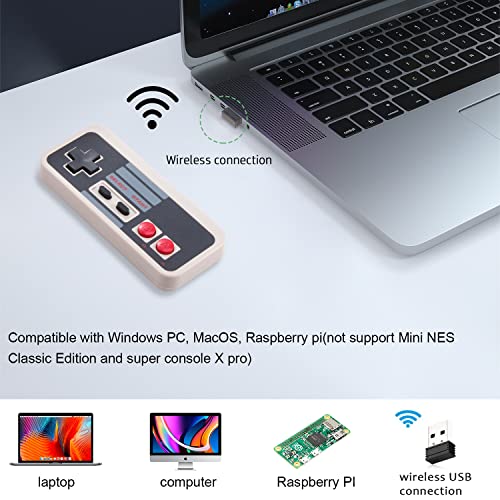 KIWITATA Wireless USB Controller for Retro PC Games, 2 Pack 2.4G Rechargeable Wireless N-e s Remote Gamepad Emulated Controller for Windows XP 7 8 11 & MAC & Retropie - color: black