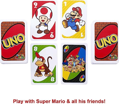 Mattel Games UNO Super Mario Card Game Animated Character Themed Collector Deck 112 Cards with Character Images, Gift for Kids Ages 7 Years Old & Up - style: UNO Super Mario Bros