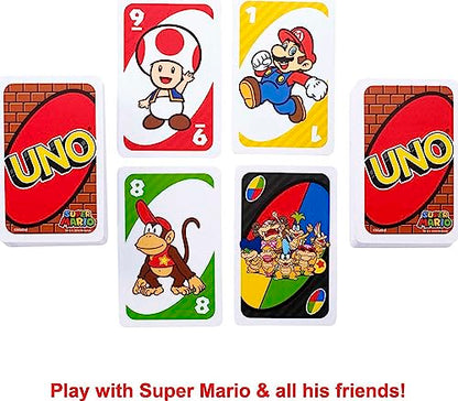 Mattel Games UNO Super Mario Card Game Animated Character Themed Collector Deck 112 Cards with Character Images, Gift for Kids Ages 7 Years Old & Up - style: UNO Super Mario Bros