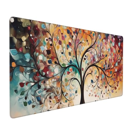 35.4 x 15.7 in, XXL Large Mouse Pad for Desk, Extended Keyboard Mouse Mat for Computer Office, Big Laptop Mouse pad, Gaming Pc-Colorful Leaf Tree - color: Colorful Leaf Tree