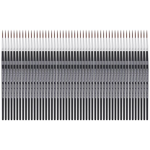 Transon 50pcs Detail Paint Brushes Set Size 000 for Model Painting Acrylic, Gouache, Oil, Tempera and Face Painting - size: 50 PCS