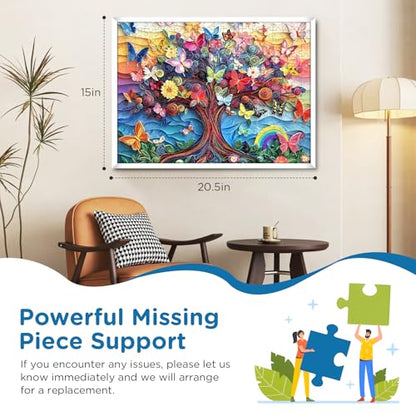 Jigsaw Puzzles 300 Pieces for Adults,Butterfly Puzzle 300 Piece Puzzle | Recycled Cardboard Puzzles for Adults Kids,Tree Jigsaw Puzzle Games Family Activity Great Gift - style: Butterfly Tree