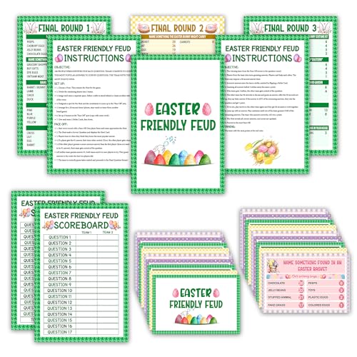 Easter Friendly Feud Game, Funny Easter Party Games, Spring Friendly Feud Trivia Quiz for Family Adults, Spring Bunny & Eggs Holiday Party Supplies -14 - color: Colorful Eggs