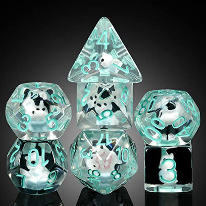 Cat Dice Dice DND, DNDND 7PCS Resin D&D Dice with Velvet Bag for Dungeons and Dragons Role Playing Games and Tabletop Games（Cat - color: Cat