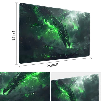 Premium Board Game 24x14in TCG Playmat Compatible for OCG CCG RPG MTG Play Mats,Mousepad Desk Mat (040322-Green Dragon) - color: 040322-green Dragon