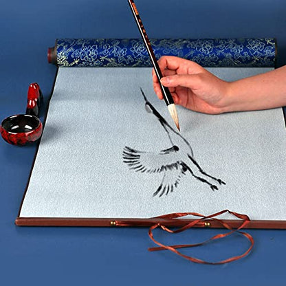 Flylin Calligraphy Cloth, Reusable Chinese Calligraphy Practicing Tool Magic Water Painting Paper Ten Thousand Times Writing Cloth Scroll for Home School (Blue) - color: Blue
