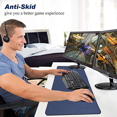 Desk Pad for Office Home 31" x 13",PU Leather Waterproof Large Desk Writing Mat Organizer,Multifunctional Ultra Thin Dual Use Desk Blotters Mouse Pad Protector … - color: Blue