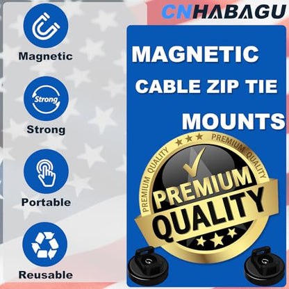 Magnet Zip Tie Mount Magnetic Zip Ties Mount 25LBS Strong Multipurpose Wire Cable Holder Mount Wire Clips Management for Home Office Marine Electrical Wiring (Black, 24 Piece) - size: 24 Piece