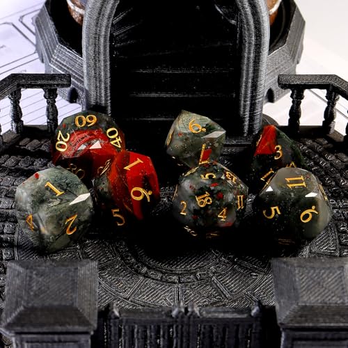 Unique Gemstone Dice Set 7PCS, Handmade Natural Stone Polyhedral DND Dice with Premium Gift Case for Board Game Lovers Birthday Gift - color: Zs-xs