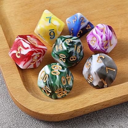 Grajar DND Dice Set, 42 Pcs Role Playing Dice Set with 6 Colorful Animal Pattern Dice Bag and PU Leather and Velvet dice Tray for Dungeons and Dragons D&D RPG MTG Table Games Mixed White - style: Animal-Mixed White