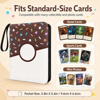 9 Pocket Card Binder 900 Card Holder Album, Choco Donut Trading Cards Holder Zipper Binder for Girl Teen Collection (Choco Donut, 900 Pocket) - color: Choco Donut, size: 900 Pocket