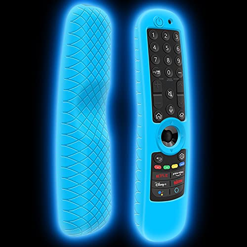 Silicone Case for LG MR21GA MR21GC Remote Control [Shockproof] Anti-Slip Protective Cover for LG MR22GA MR22GN MR23GA MR24GN Magic Remote 2021-2024 Case Sleeve Holder Protector Skin (Glow Blue) - color: Glow Blue
