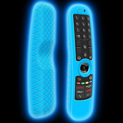 Silicone Case for LG MR21GA MR21GC Remote Control [Shockproof] Anti-Slip Protective Cover for LG MR22GA MR22GN MR23GA MR24GN Magic Remote 2021-2024 Case Sleeve Holder Protector Skin (Glow Blue) - color: Glow Blue