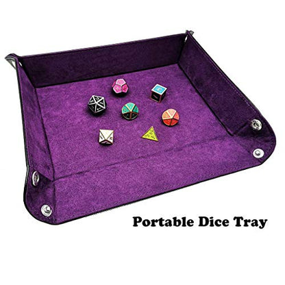 Dice Holder and Tray - Double Sided PU Leather and Velvet Folding Tray for Dice Gaming and Other Table Games (Purple) - color: Purple