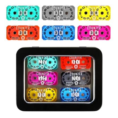 6Pcs MTG Life Counter Twin Digits with Metal Box, Tracker Life Counter for Board Games, Compatible with Magic Card Games Accessories RPG D&D CCG TCG Tabletop Board Games - color: C Color-6pcs