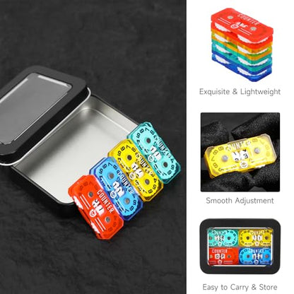 SIXPOINTS 4Pcs Acrylic Mini Life Counter with Metal Box Compatible with Magic The Gathering Commander Deck, LCG/RPG/D&D/MTG/CCG/TCG Gaming Table Games - color: Color-d