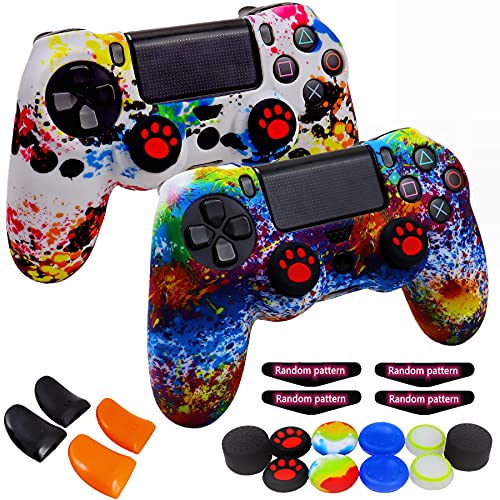 Silicone Skin for Ps4 Controller, 2pcs Anti-Slip Shell Cover Case with 10 Joystick Grips, 2 Pairs L2 R2, 4pcs Led Light Bar Skin for Playsation 4/ Slim/Pro Dualshock 4 Controller Wireless Gamepad - color: PS4 controller #3