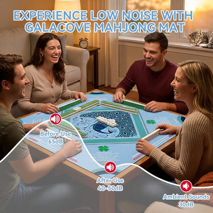33" x 33" Aqua Peacock American Mahjong Mat - Non-Slip Neoprene Pad, Noise Reducing, Easy Clean, Portable for Home, Travel & Airbnb - color: Aqua Peacock