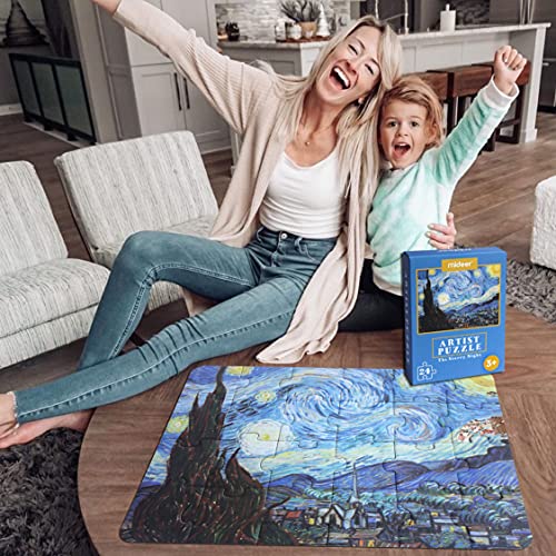 24 Pieces Starry Night Puzzle, Toddler Easy Puzzles for Kids Ages 3-5,4-6 Artist-an Intellectual Decompression Entertainment Game and Preschool Educational Learning Toys - color: Starry Night-24p