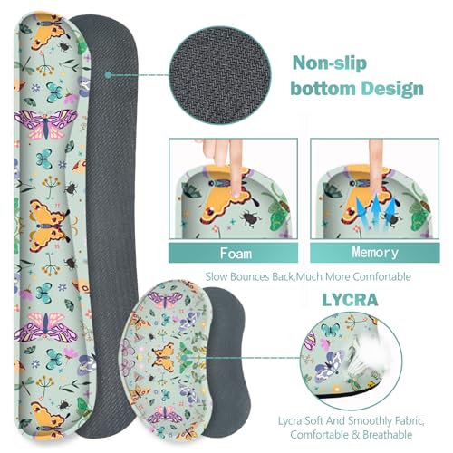 ARTSO Desk Mat Set, Aquamarine Extended Gaming Mouse Pad with Wrist Rest Support +Keyboard Wrist Rest +Coaster, Large Cute Butterfly Mousepad for Office, Home - color: Aquamarine Butterfly