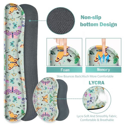 ARTSO Desk Mat Set, Aquamarine Extended Gaming Mouse Pad with Wrist Rest Support +Keyboard Wrist Rest +Coaster, Large Cute Butterfly Mousepad for Office, Home - color: Aquamarine Butterfly