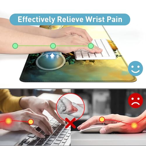 Large Mouse Pad and Keyboard Wrist Rest, Desk Pad for Keyboard and Mouse, 4-in-1 Large Gaming Mouse Pad with Wrist Support, Desk Mat for Home Office Study Game,Skeleton and Butterfly - color: Skeleton and Butterfly