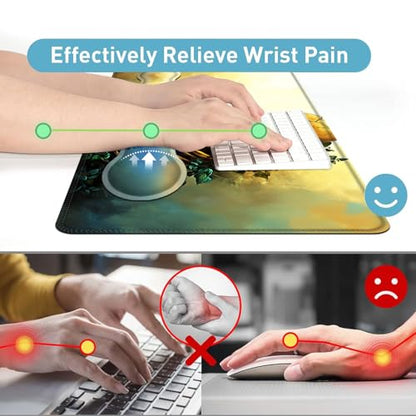 Large Mouse Pad and Keyboard Wrist Rest, Desk Pad for Keyboard and Mouse, 4-in-1 Large Gaming Mouse Pad with Wrist Support, Desk Mat for Home Office Study Game,Skeleton and Butterfly - color: Skeleton and Butterfly