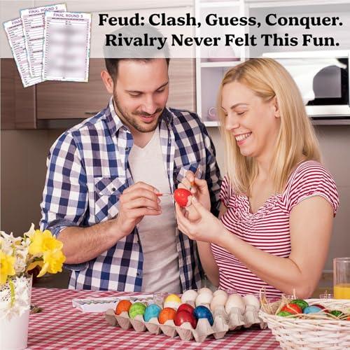 Easter Feud Game, Easter Party Games for Adults, Friendly Feud Trivia Games for Family Group Holiday Activity, Family Game Night Party Decorations Supplies -01
