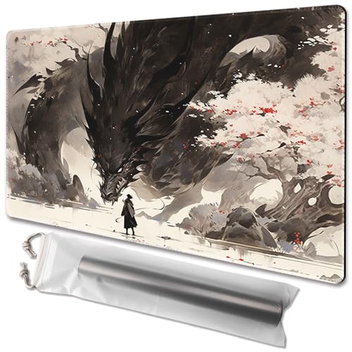 MTG Playmat Size 24x14in Free Storage Bags Non-Slip Backing, Ideal for Card Game Enthusiasts TCG Playmat (Shadow Dragon-No Deck) - color: Shadow Dragon-no Deck