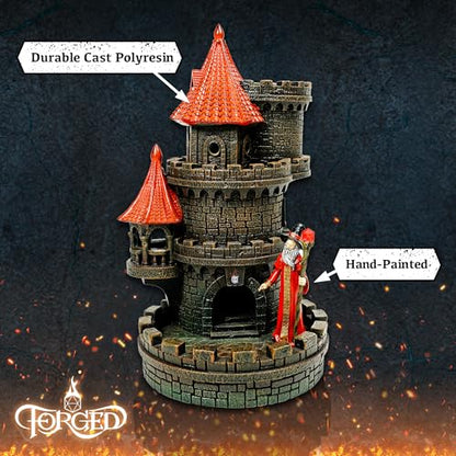 Forged Dice Co. Wizard's Castle Dice Tower - Hand Painted - Fits Dungeons and Dragons Dice - Red - color: Red Wizard
