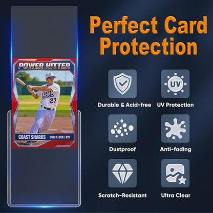 320 PCS Card Sleeves, Premium Plastic Top Loaders for Sports Cards | 3"X4" Card Protectors, Baseball Card Sleeves, Hard Plastic Card Holder for Trading Sports Football Game Cards - size: 110 Clear Hard Sleeves + 200 Soft Sleeves