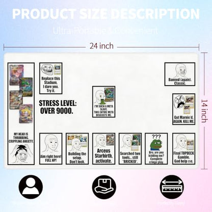 Playmat for Trading Card Game with 31 Damage Counters,Single Player Trainer Mat and Professional Storage Bag (Funny) - color: Funny